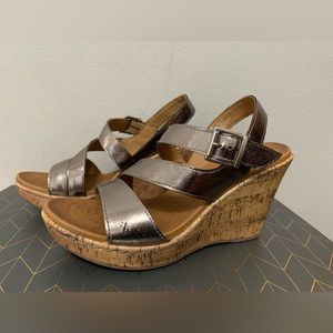B.O.C Born Concept Wedge Shoes. Size 6. Grey/Silver Metallic. Worn Once.